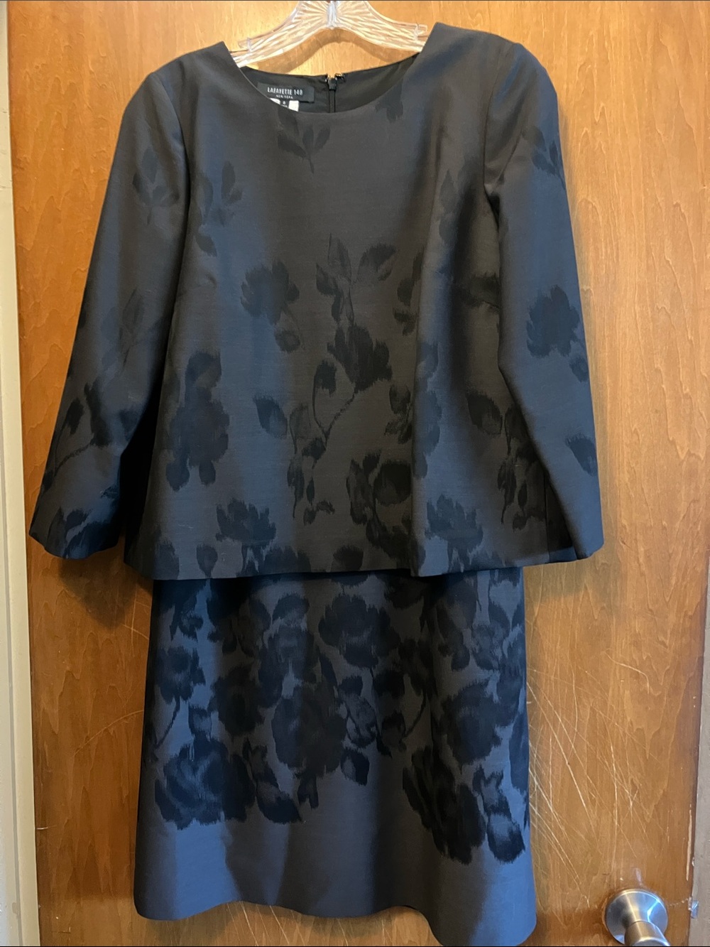 Lafayette 148 New York Black Floral Jacquard Dress Size 2